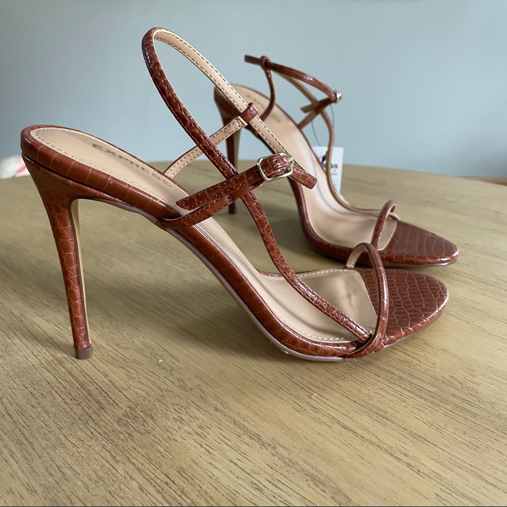 Brown snake skin heels